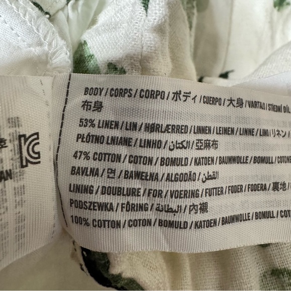 Abercrombie & Fitch Small Linen Blend Skirt Skort Green White Floral Mini - Picture 5 of 7